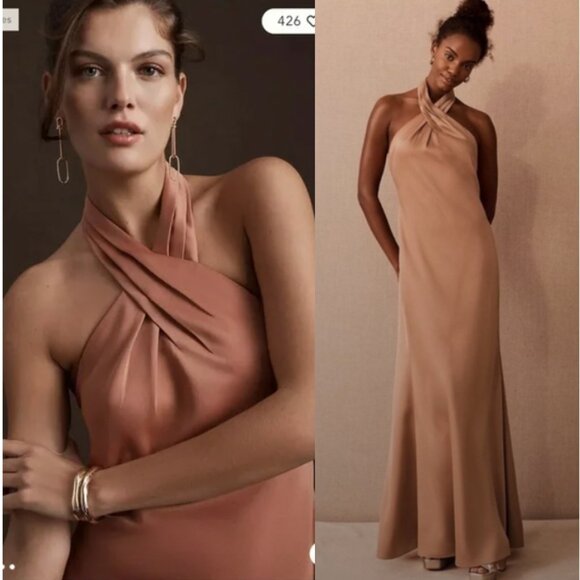 BHLDN Dress Ruby Halter Maxi in Sand Dune - Picture 1 of 9